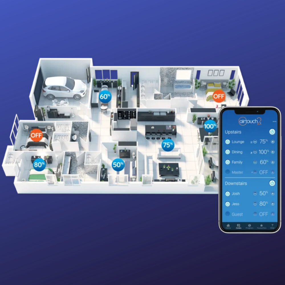 Energy-efficient AirTouch 2+ touch panel for precise home climate management